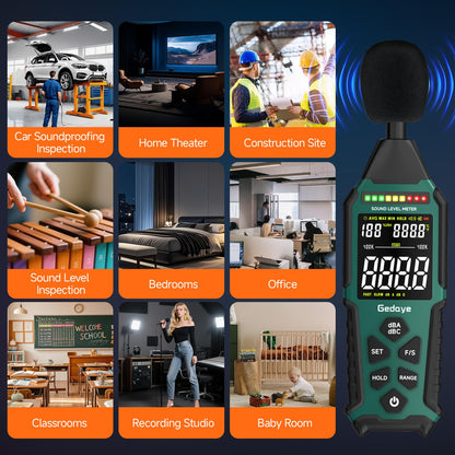 Power Supply Available Decibel Meter, Gedaye Sound Level Meter, A/C Weighted SPL Meter, Noise Measure Device 30-130dB, Noise Detector Sound Monitor Decibel Reader Classroom Factory Noisy Neighbor