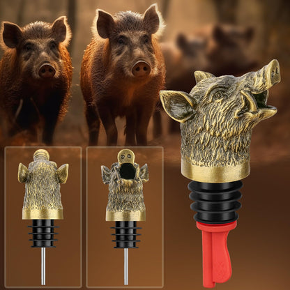 LULLEA Wild Boar Head 2-In-1 Wine Aerator Bottle Pourer and Stopper for Men Women, Hunting Gifts for Hunters, Liquor Bottle Pourers Spout for Alcohol Spirits, Wine Gifts Accessories