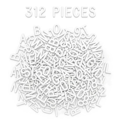 1 Inch Plastic Letter Board Letters, 312 PCS White Replacement Letters and Numbers, Compatible with 1-Inch Letter Grooves for Felt and Directory Boards, Letters Only