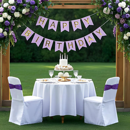 Eternal Beauty Pack of 50 Purple Chair Sashes Band Bows Sequin Chair Sashes for Wedding Cover Decorations