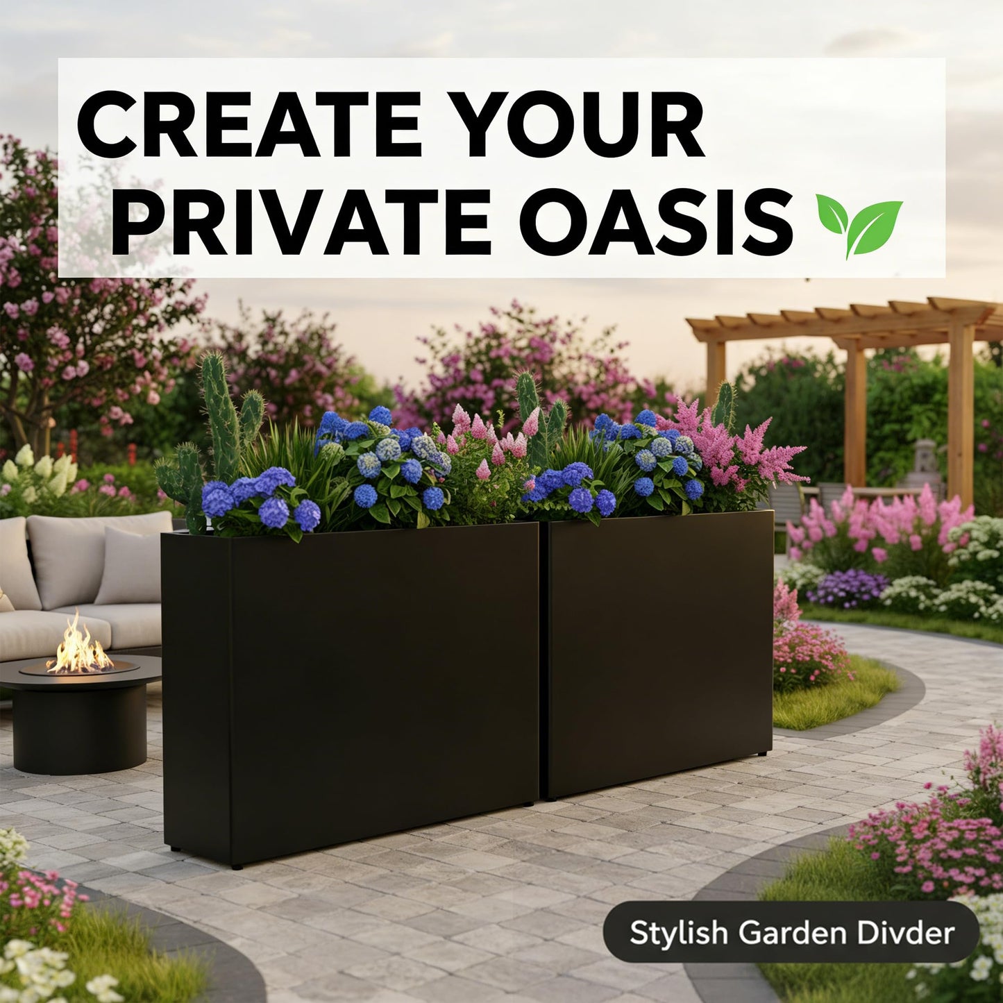 Vrtizalv Metal Rectangular Planter Box, 38”L x 12”W x 30”H Black Heavy-Duty Raised Garden Bed for Outdoor Plants, Easy Assembly & Adjustable Feet for Porch, Garden, Patio, Yard Outdoor Plants