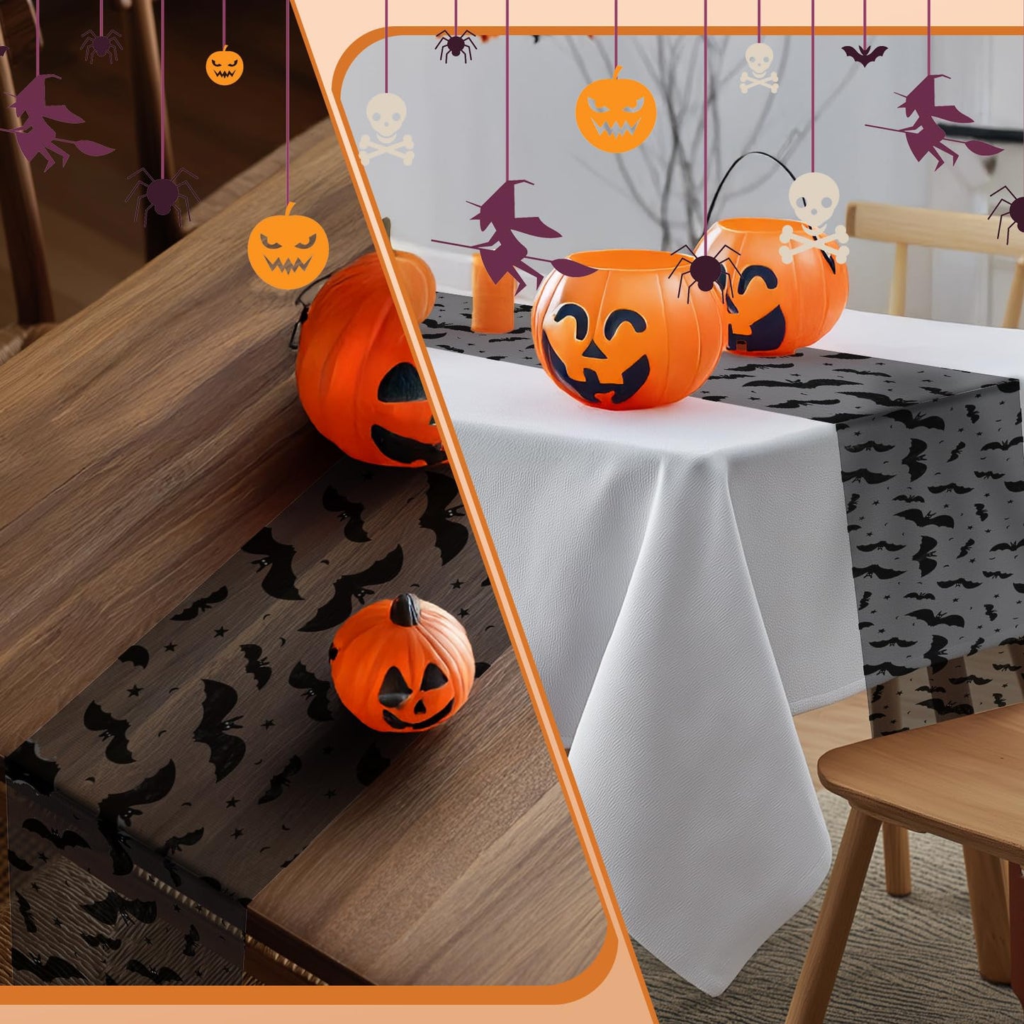 Yonuni Halloween Table Runner, Black Bat Table Runners for Halloween Decor/Party Dinner Table Decoration