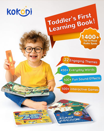 KOKODI Talking Pen Books Sets, Autism Sensory Games, Interactive Audio Sound Books Kids Learning Electronic Toys for Toddlers Kids, Early Educational Gifts Birthday Gifts for Boys Girls Age 2 3 4 5