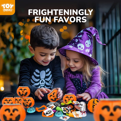 TOY Life Halloween Toys Prefilled Pumpkins Buckets Halloween Party Favors for Kids Bulk, 162Pcs Halloween Pinata Stuffers Mini Bucket Goodies Bag Classroom Prizes Trick or Treats
