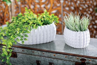 Deco 79 Ceramic Indoor Outdoor Planter Small Planter Pot, Set of 3 Planters 17", 13", 8"W, White