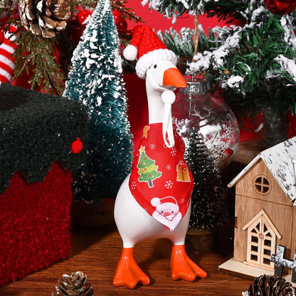 6 Pcs Holiday Desk Goose Outfits 7 Inches Mini Desk Goose Clothes Knitting Hats Bandanas with Adjustable Strap for Magnetic Key Holder Halloween Thanksgiving Christmas Decor