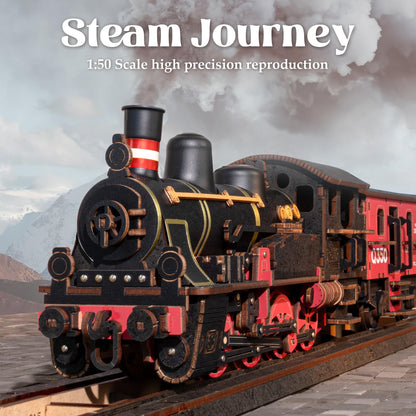 ROBOTIME 3D Puzzles for Adults Wooden Puzzle DIY Model Steampunk Train Kit to Build Wood Craft Kit Toy Hobby Gift Home Decor (Steam Journey)