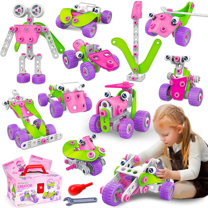 STEM Toys for 4 5 6 7 8+ Year Old Girl Birthday Gifts Pink Educational Building Toys for Kids Ages 4-8 5-7 8-10 Stem Kits Activities Construction Toys for Girls 4-6 6-8 Engineering Creative Games