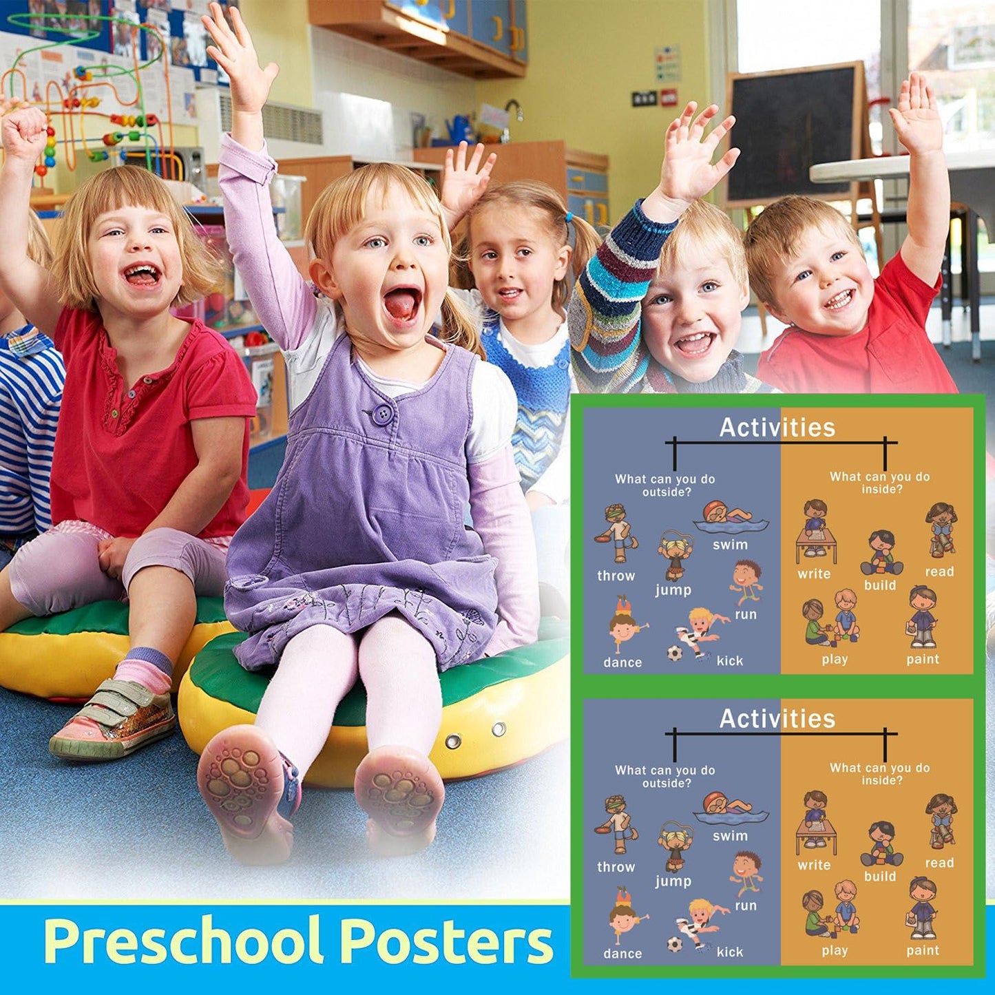 SANTSUN Activities Mind Mapping| Educational Posters for Toddlers and Kids | English Teaching Aid Tool| Handy Wall English Charts Reference for Students| Great for School Classroom Décor(17x24in)