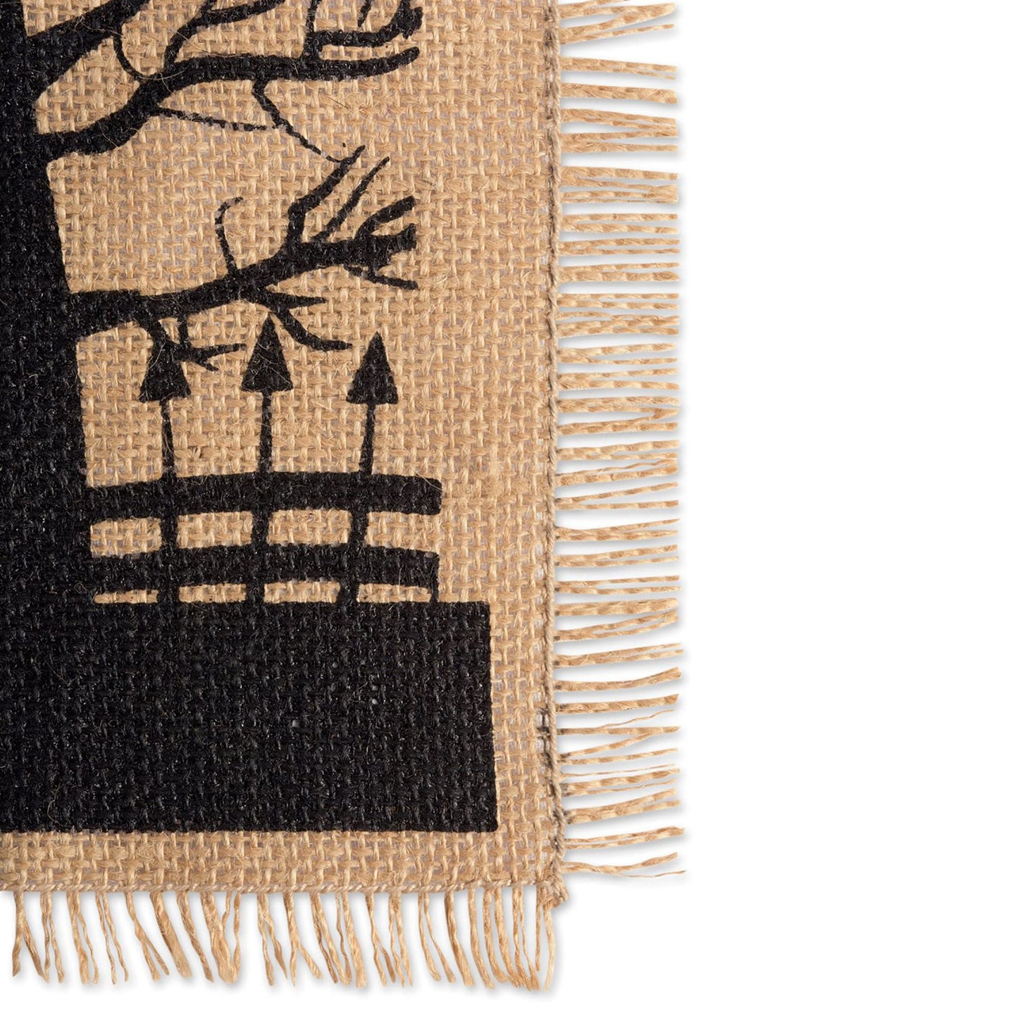 DII Halloween Primitive Style Burlap Tabletop Décor, Spooky Haunted House Jute, Table Runner, 14x113, Black & Tan