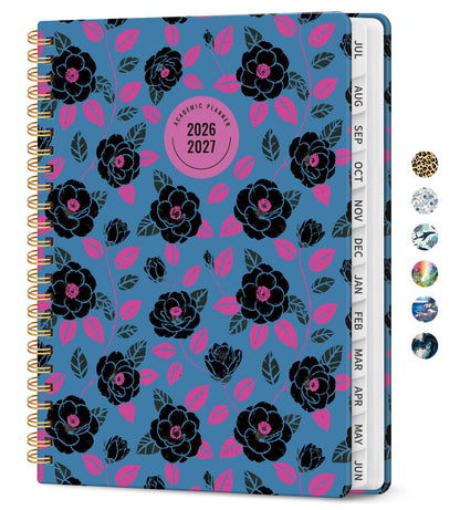 Planner 2026–2027, Weekly & Monthly Academic Organizer for School Year, Jul 2026–Jun 2027, Hardcover Planner with Tabs, Back to School Essential, 6.3" x 8.5", Midnight Roses