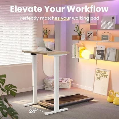 HUANUO Electric Standing Desk, 55 x 24 Inch Height Adjustable Computer Desk with Storage Bag, 4 Height Memory Settings, Sit Stand Up Desk for Home Office, Light Walnut