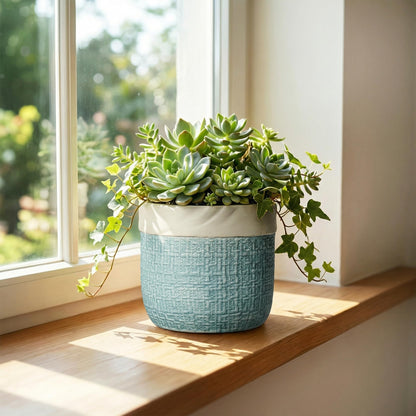 Teagas Ceramic Pots for Plants - 6 Inch Plant Pot for Indoor Succulent Plants, Round Planters with Drainage Hole, Decorative Flower Pots, Garden House Room Decor, Gardening Gifts for Women, Blue