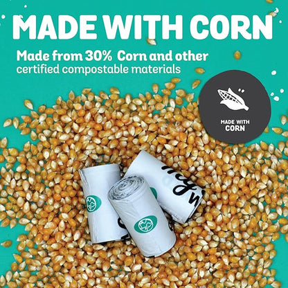 MyEcoWorld® Compostable Pet Poop Bags - Made with Corn and Other Certified Compostable Materials - 60 Bags - 4 Roll - Extra Strong - Leak Proof - Unscented - Easy to Open