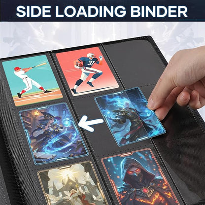 Trading Card Binder 9 Pocket, 360 Pockets Collectible Trading Card Album, Sports Card Binder for Standard Cards, Side Loading Card Folder for MTG Sports Baseball TCG Football Basketball Cards Black