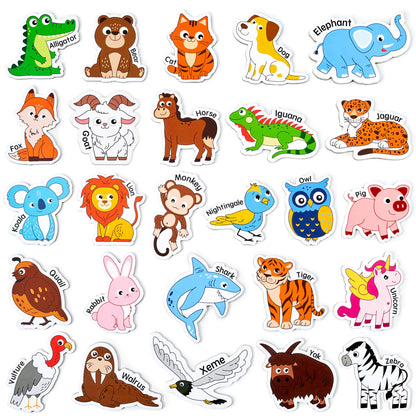 JoyCat Wooden Magnets for Kids – 26 Cute A-Z Animals Fridge Magnets for Toddlers, Large Magnetic Animal Refrigerator Toys, Fun Educational Learning Gifts for Toddlers 2 3 4 5 Years Old