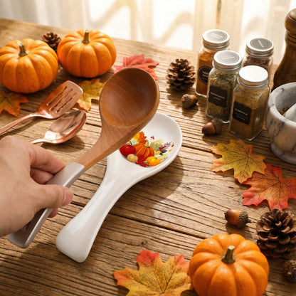 Potchen Spoon Rest Flower Utensil Holder Ceramic Spoon Rest for Stove Top Kitchen Decoration Kitchen Accessories Housewarming Gift for Coffee Bar(Pumpkin)