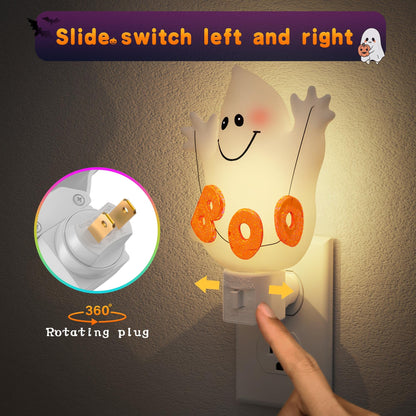 JandCase Ghost Night Light, 3000K Night Lights Plug into Wall,Cute & Funny Halloween Night Light for Kids,Plug in Ghost Nightlight with 360° Rotatable for Halloween Party Decor,1 Pack