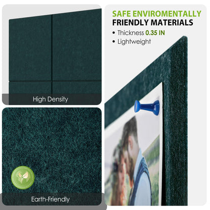 MaxGear Large Cork Board for Wall 36" x 24", Dark Green Bulletin Board, 6 Pack Felt Wall Tiles with Pushpins, Cork Boards for Office Push Pin Board Tack Board Felt Board