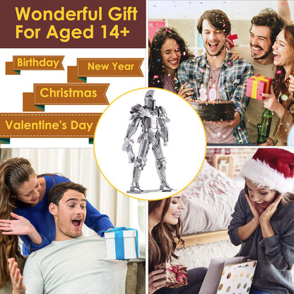 Piececool 3D Metal Puzzles for Adults DIY Mecha Model Kits Building Blocks, Black Knight 3D Figure Model kit Brain Teaser Puzzle Hobbies for Men, Great Birthday Gifts -125 Pcs