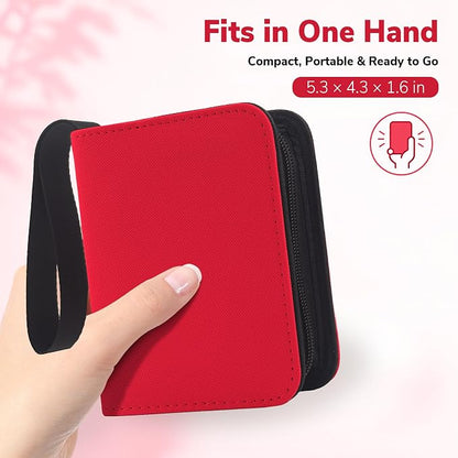 1 Pocket Card Binder with Zipper, 100 Pockets Mini Trading Card Album, Premium PU Leather Single Card Binder, Small Display Folder for TCG & Sports Cards