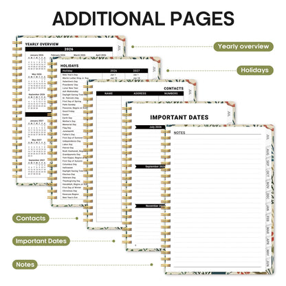 Planner 2026-2027, Academic Year Weekly and Monthly Calender Planner, from Jul 2026 - Jun 2027, Spiral Bound School Planning Book, Perfect for Teacher, Student, Women & Men, A4 (8.5" x 11"), Herbs