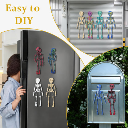 ZMJY 15-Pack Poseable Skeleton Magnets for Fridge - 3 Glow in The Dark, Articulated Refrigerator Magnets with Strong Hold, 3D Printed Halloween Decor for Office, Locker, Gothic Home Decor