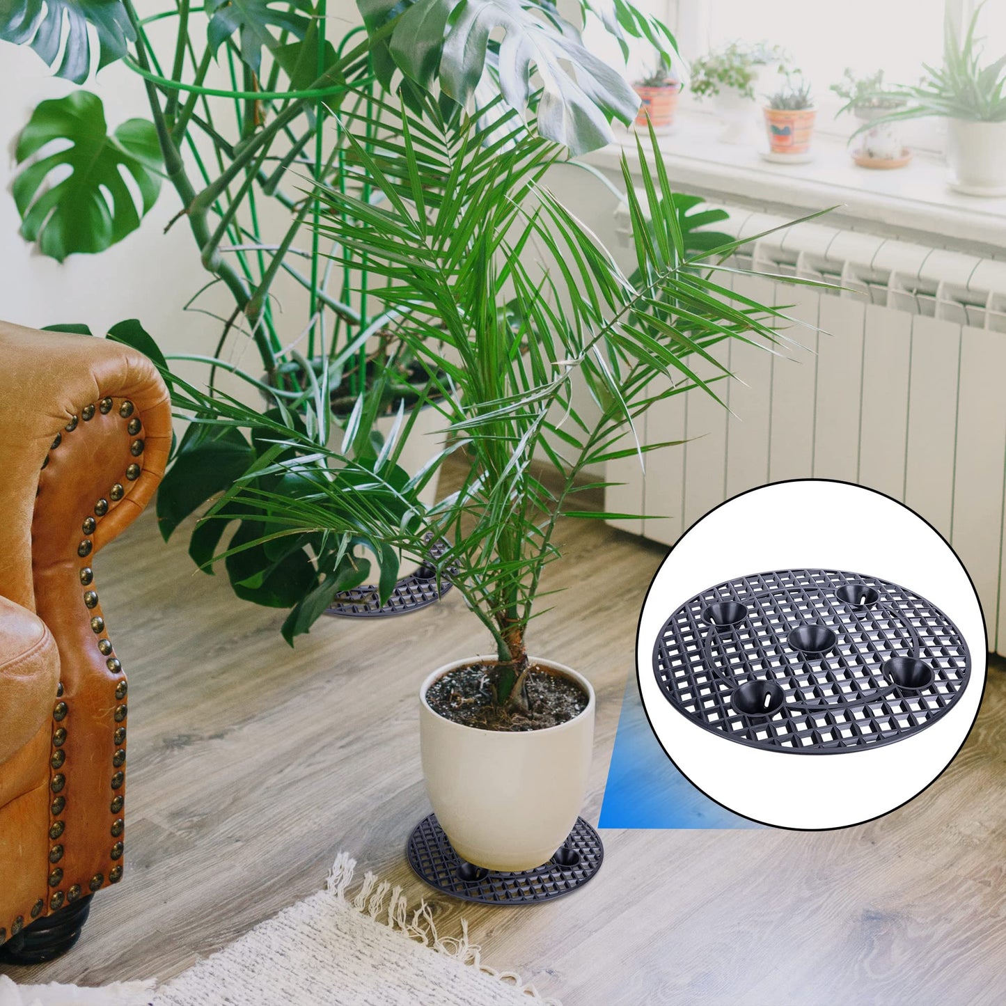 LFUTARI 6 PCS Plant Level Pot Elevator, Plant Stands, 12inch Plant Pot Saucer for Prevent Rot and Damage on Patio & Deck (30cm-6pcs, Black)