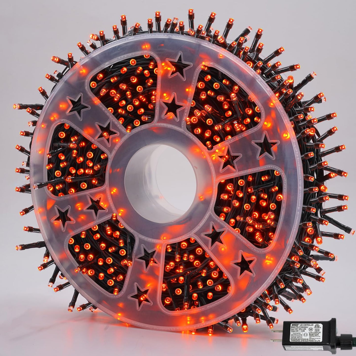 QITONG 165ft 500 LED Orange String Lights, Twinkle Lights Outdoor Waterproof with 8 Modes, Green Wire Orange Christmas Light Plug in Indoor with Timer Memory