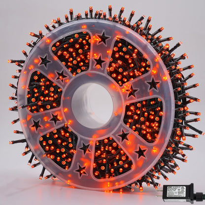 QITONG 165ft 500 LED Orange String Lights, Twinkle Lights Outdoor Waterproof with 8 Modes, Green Wire Orange Christmas Light Plug in Indoor with Timer Memory