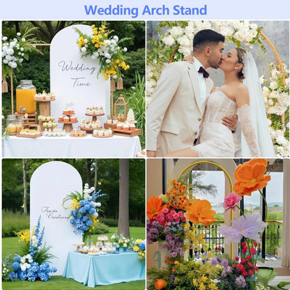 Metal Arch Backdrop Stand and Cover Set 6 ft, Wedding Arch Stand with White Cover for Party, Birthday, Wedding, Bridal Shower, Baby Shower (White, 6 ft)