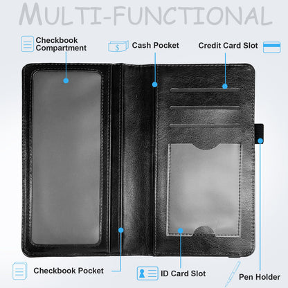 GYSYZJDH Checkbook Cover for Men & Women, Slim PU Leather Checkbook Holder Wallet with RFID Blocking, Stylish and Durable, Collie Dogs