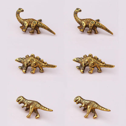 Indian Shelf 6 Pieces Cute Gold Dinosaur Drawer Knobs Kids Decorative Wardrobe Cupboard Door Knobs Pulls Handles for Home Furniture