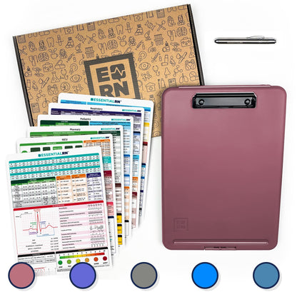 Essential RN Heavy Duty Nursing Clipboard with Storage Compartment, Penlight & Clinical Cheat Sheets – Nurse Clipboard Binder with Pen Holder - Perfect Nursing Accessories for Nursing Students