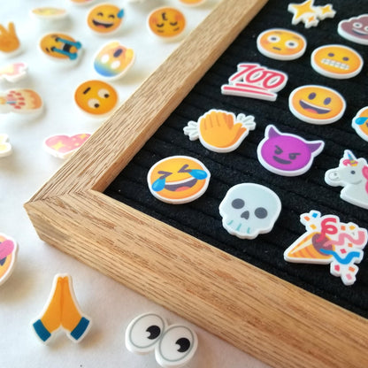 Letterboard Emoji Set, 40 Pieces, Pre-Cut, Full-Color Plastic, with Pegs for Felt Boards, Board Not Included