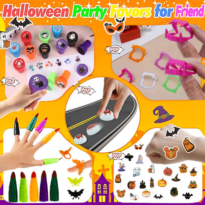 201PCS Halloween Party Favors , Bulk Fidget Toys for Party Supplies, Halloween Treats Non Candy School Classroom Carnival Prizes, Treasure Box Toy Chest, Halloween Gifts, Goodie Bag Stuffers