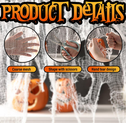 Tlswshsy Large Size 400" x 59" Halloween Creepy Cloth - Creepy Spooky Halloween Decorations - Large Size Scary Creepy Gauze for Halloweens Party Supplies Stairway Window Table Doorways Decor