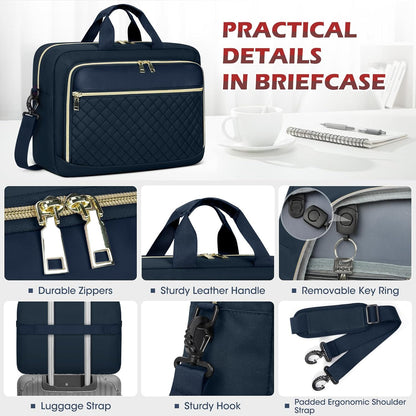 NEWHEY Laptop Bag 17.3 Inch Laptop Briefcase for Women Men Waterproof Shoulder Messenger Bag Large Computer Bag for Business Office Work College, Dark Blue