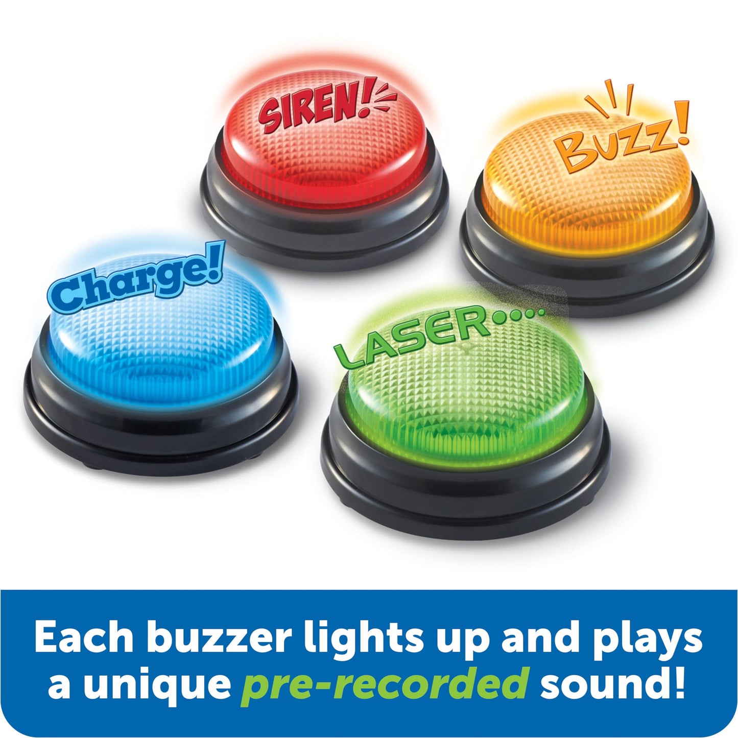 Learning Resources Lights and Sounds Buzzers - Classroom Must Haves Supplies, Kids Toys, Sound Effect Button, Family Game Shows For Trivia, Participation Tools Boys and Girls Birthday Gifts