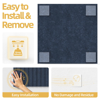 Large Cork Board for Wall 36" x 48" Blue Bulletin Board with Safe Removable Adhesive Squares for Pictures Photos, Alternative CorkBoard Felt Pin Boards Tiles for Office Classroom Wall Decor - 12 Pack