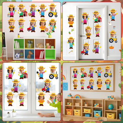 60pcs Farm Theme Cutouts Farmer with Straw Hat Bulletin Board Decorations Farmer Paper Cut-Outs Classroom Decor for Boy Girl Classroom DIY Craft Photo Kindergarten Preschool Wall Door Decor Supplies