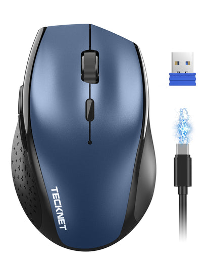 TECKNET Wireless Mouse Rechargeable,Mouse for Laptop Computer,2.4G USB Computer Mice Wireless,6 Button 6400 DPI Ergonomic Silent Mice,Portable Cordless Travel Mice-Wide Compatibility