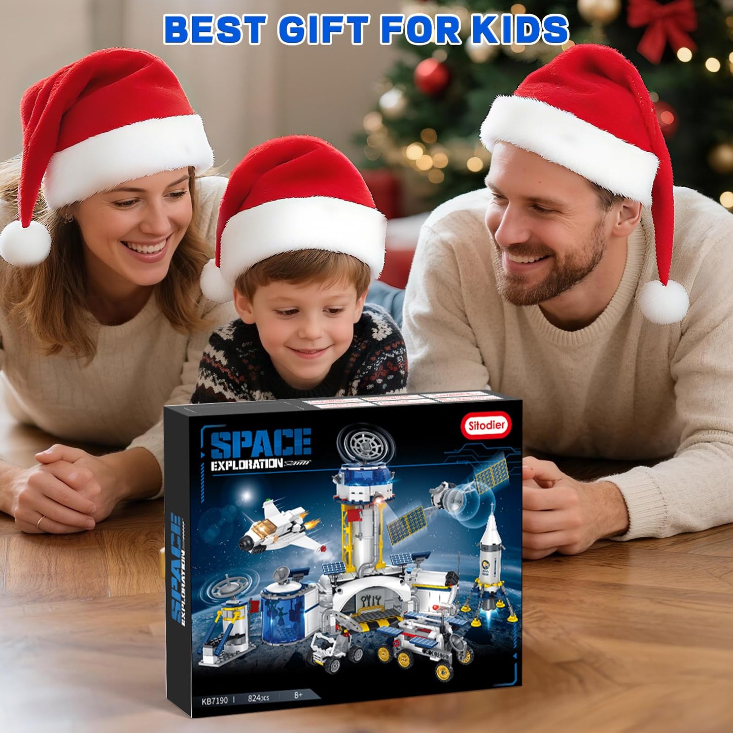 Sitodier Space Station and Rocket Launch Building Blocks Set, Space Exploration Toy for Creative Role Play, Explore Moon Bace Adventure Toy 1 Big and 6 Small Models for Kids Boys 7 8 9 10 11 12 13 14