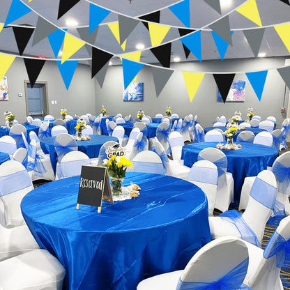 40Ft Yellow Blue Black Grey Fabric Bunting Banner Pennant Hanging Party Decorations Cotton Triangle Flag Garland for Boys Cartoon Police Super Spider Bat Space Game Theme Birthday Baby Shower Decor