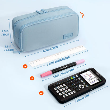 SUNEE Pencil Case, Large Capacity Pencil Pouch, Aesthetic Big Pen Bag 900D Oxford Pen Box for Office Stationery Organizer School Supplies Multifunctional for Teen Boys Girls Women Men, Blue