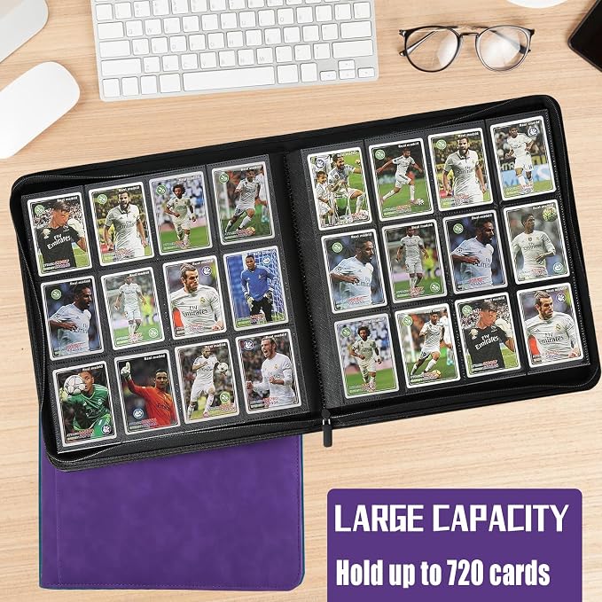 12 Pocket Card Binder,720 Pocket Trading Card Binder，Side Loading Collectible Card Albums for MTG, for TCG Football, Sports, Game Cards Purple