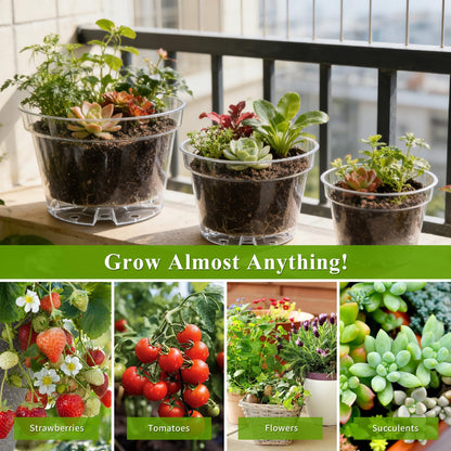 Gute 6/8/10 Inch Clear Nursery Pots with Drainage Holes (14 Pack), Reusable Plastic Plant Pots for Indoor & Outdoor Gardening, Ideal for Seedlings, Succulents, Vegetables, Orchids & More