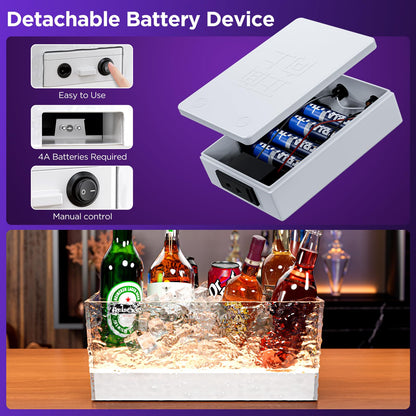 Plastic Ice Bucket Beverage Tubs for Parties, 15Liter / 4 Gallon Large Clear Drink Tub for Champagne Beer Drink Wine Cocktails, 7 Colors LED Light Up with Remote, Leakproof