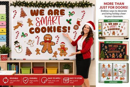 Hello Hallway Classroom Door Decorations for Teachers, Christmas | Reusable Peel & Stick Door & Whiteboard Decor Kit | Preschool Pre-K Kindergarten Classroom Decor | Teacher Supplies