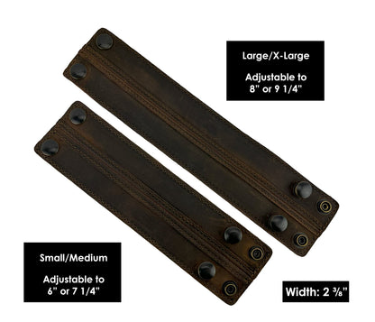 Anthology Gear Stylish Leather Cuff Bracelet Full Grain Wide Wristband For Men and Women (Unisex) Adjustable to 8" or 9 1/4" (Whiskey Brown, Large/X-Large)